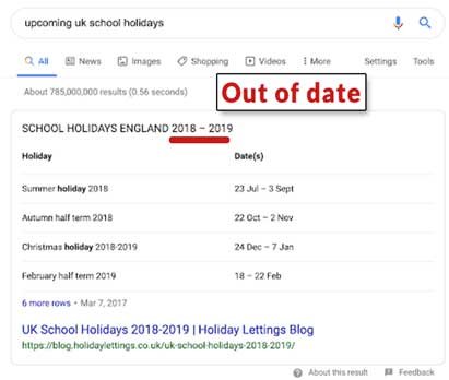 google-out-of-date-featured-snippet